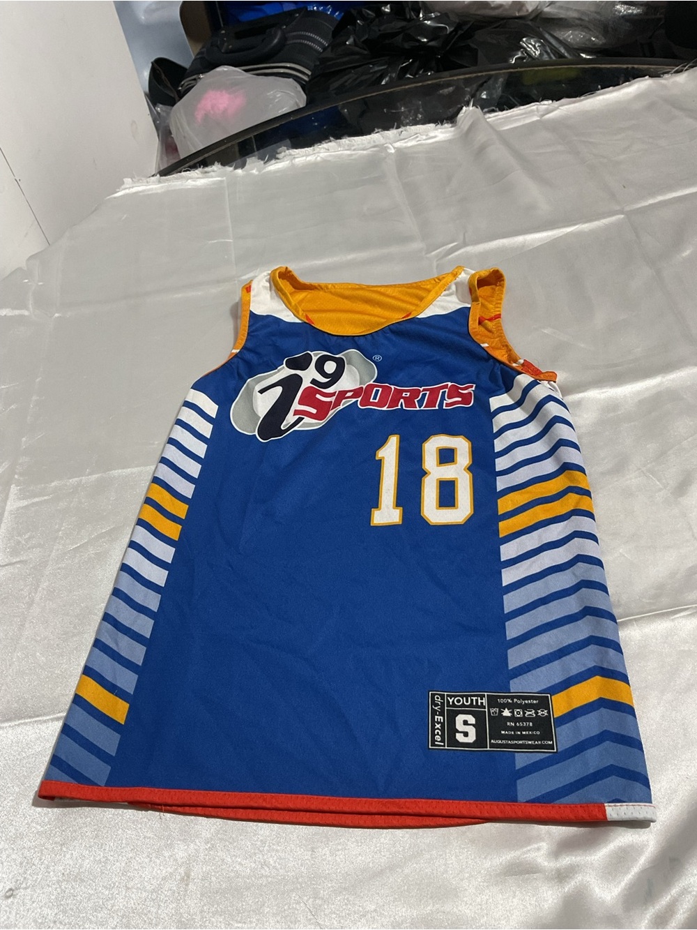 Youth Blue & Yellow Basketball Jersey - Size S